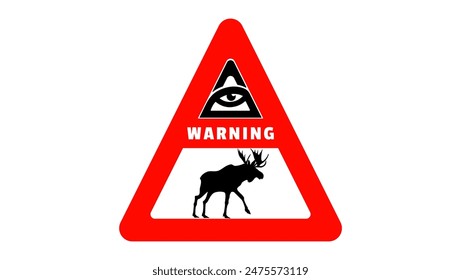 moose warning sign, black and red isolated silhouette