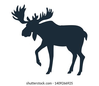 Moose wild animal black silhouette isolated vector illustration graphic design