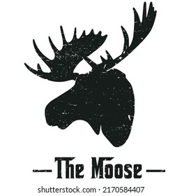 Moose, wild deer.Isolated black silhouette moose or wild deer on white background Vintage retro print Template for card, poster, banner, print for t-shirt ,pin,logo,badge, illustration,clip art, svg svg