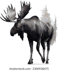 Moose en el salvaje vector del arte digital