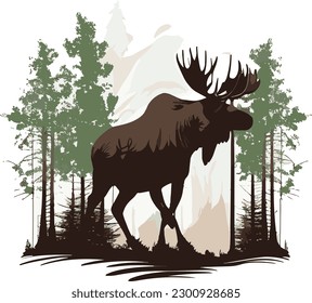 Moose in the wild digital art vector