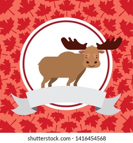 moose wild maple leaf background vector illustration