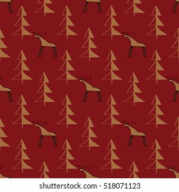 Moose wood ethnic ornament seamless pattern. 