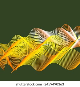 Mooving yellow and orange lines waves. Abstract background for design.