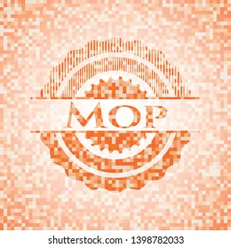 Mop abstract orange mosaic emblem