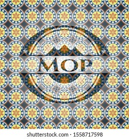 Mop arabic style emblem. Arabesque decoration.