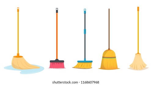 Mop and broom for cleaning 