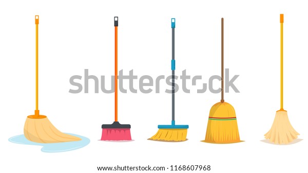 Mop and broom for cleaning\
