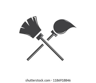 mop and broom vector icon