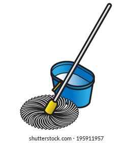 Mop and bucket.