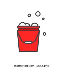 Mop bucket flat line icon.