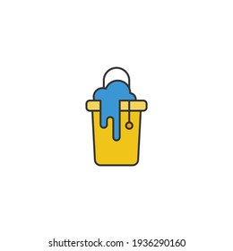 mop bucket with foam soap line icon linear style sign for mobile concept and web design bucket 