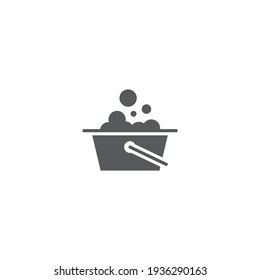 cubo mop con icono de línea de jabón de espuma símbolo de estilo lineal para concepto móvil y cubo de diseño web 