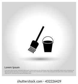 Mop and bucket icon
