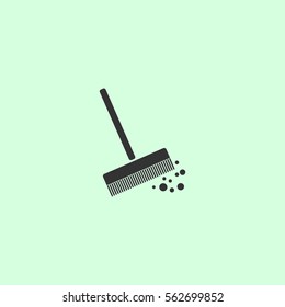 Mop bucket icon flat. Grey vector symbol on green background