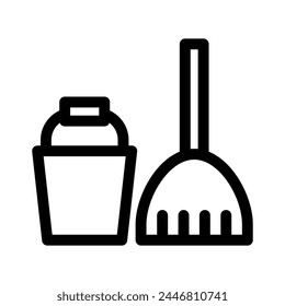 Icono de cubo de fregona o logotipo símbolo de signo aislado Ilustración vectorial - iconos vectoriales de estilo negro de alta calidad

