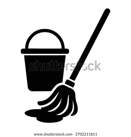 Mop or bucket icon set. Floor mop symbol collection. Cleaning service signs in flat style. Vector illustration.