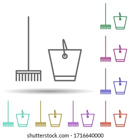Mop and bucket multi color icon. Simple thin line, outline vector of cleaning icons for ui and ux, website or mobile application