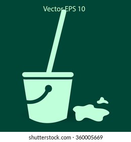 Mop and bucket vector illustration
