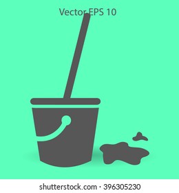 Mop and bucket vector illustration