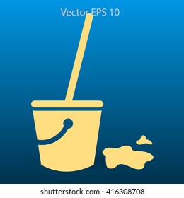 Mop and bucket vector illustration
