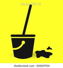 Mop and bucket vector illustration