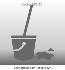 Mop and bucket vector illustration