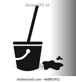 Mop and bucket vector illustration