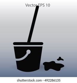 Mop and bucket vector illustration