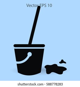 Mop and bucket vector illustration