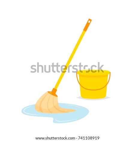 Mop and bucket vector isolated illustration Imagine de stoc © 