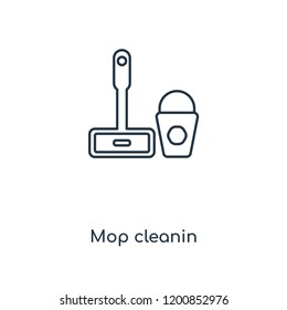 Mop cleanin concept line icon. Linear Mop cleanin concept outline symbol design. This simple element illustration can be used for web and mobile UI/UX.