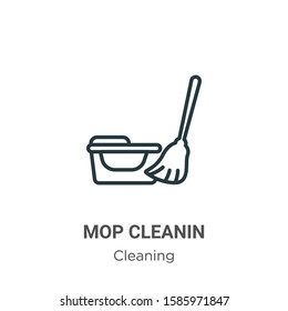 Mop cleanin outline vector icon. Thin line black mop cleanin icon, flat vector simple element illustration from editable cleaning concept isolated on white background