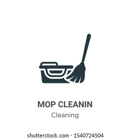 Mop cleanin vector icon on white background. Flat vector mop cleanin icon symbol sign from modern cleaning collection for mobile concept and web apps design.