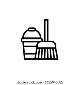 Mop cleanin vector icon in outline, linear style isolated on white background