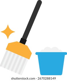 Mopreinigung Besen Symbol Vektor Flache Illustration