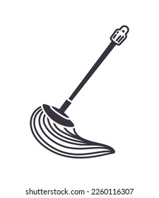 icono de doodle de limpieza de mop aislado