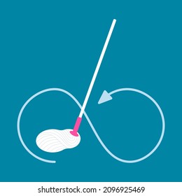 Mop is cleaning floor. Flat infographic manual for cleaning surface with microfiber mop. Right direction for disinfect floor.