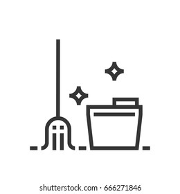 Mop cleaning icon, part of the square icons, cleaning service icon set. The illustration is a vector, editable stroke, thirty-two by thirty-two matrix grid, pixel perfect file.