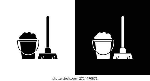 Mop cleaning icons vector silhouette design. Vector flat graphic design illustration.