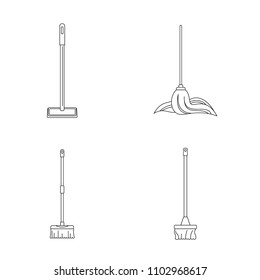 Mop cleaning swab icons set. Outline illustration of 4 mop cleaning swab vector icons for web