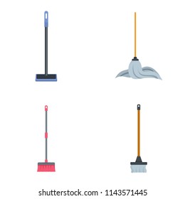 Mop cleaning swab icons set. Flat illustration of 4 mop cleaning swab vector icons isolated on white