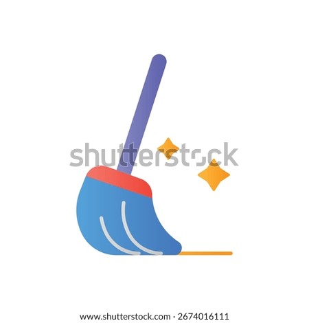 Mop Cleaning Tool Flat Color Icon: Floor Cleaning and Housework