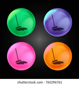 Mop cleaning tool for house floors crystal ball design icon in green - blue - pink and orange.