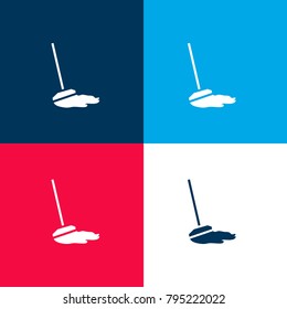 Mop cleaning tool for house floors four color material and minimal icon logo set in red and blue