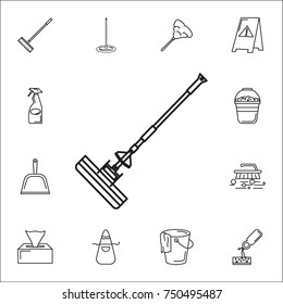 mop flat icon. Set of cleaning tools icons on white background