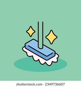 Mop Free vector cartoon icon illustration. Shared Flat icon concept isolated . flat cartoon style