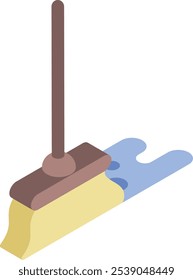 Mop the hallway isometric concept, Cleaning Dirty Floor vector icon design, Housekeeping symbol, Home cleaning sign, Janitorial and Sanitation stock illustration