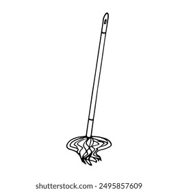 mop hand drawn in doodle style. illustration minimalism, monochrome, scandinavian, scandi