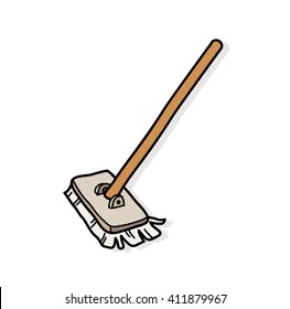 Mop, a hand drawn vector illustration of a mop with shadow backdrop.